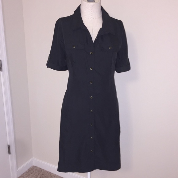 Utility shirt dress with high low hem - Picture 1 of 5